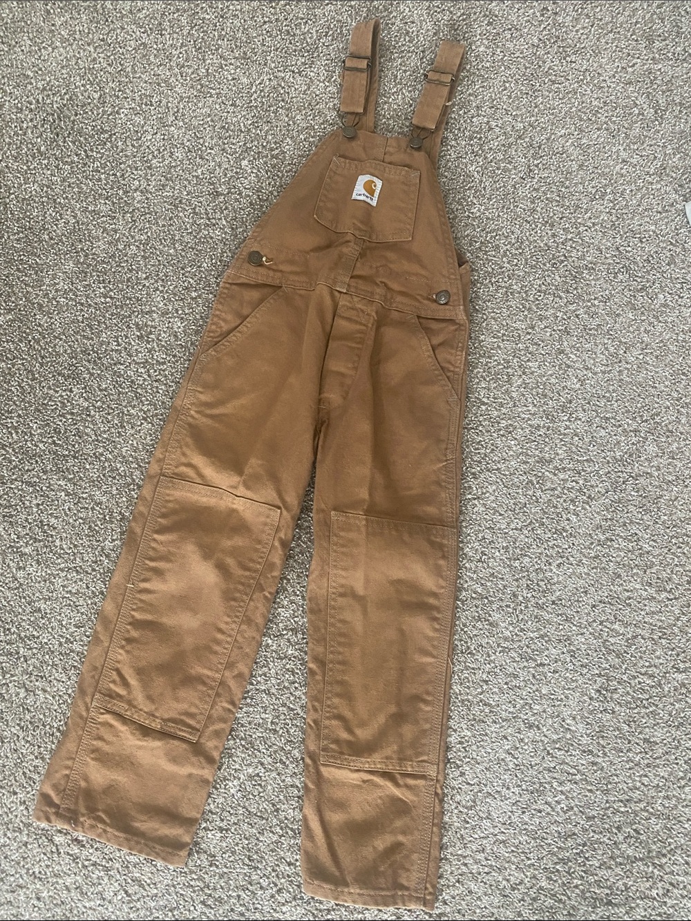 Carhartt NEW vintage, classic brown duck double-knee unlined bib overall size 5